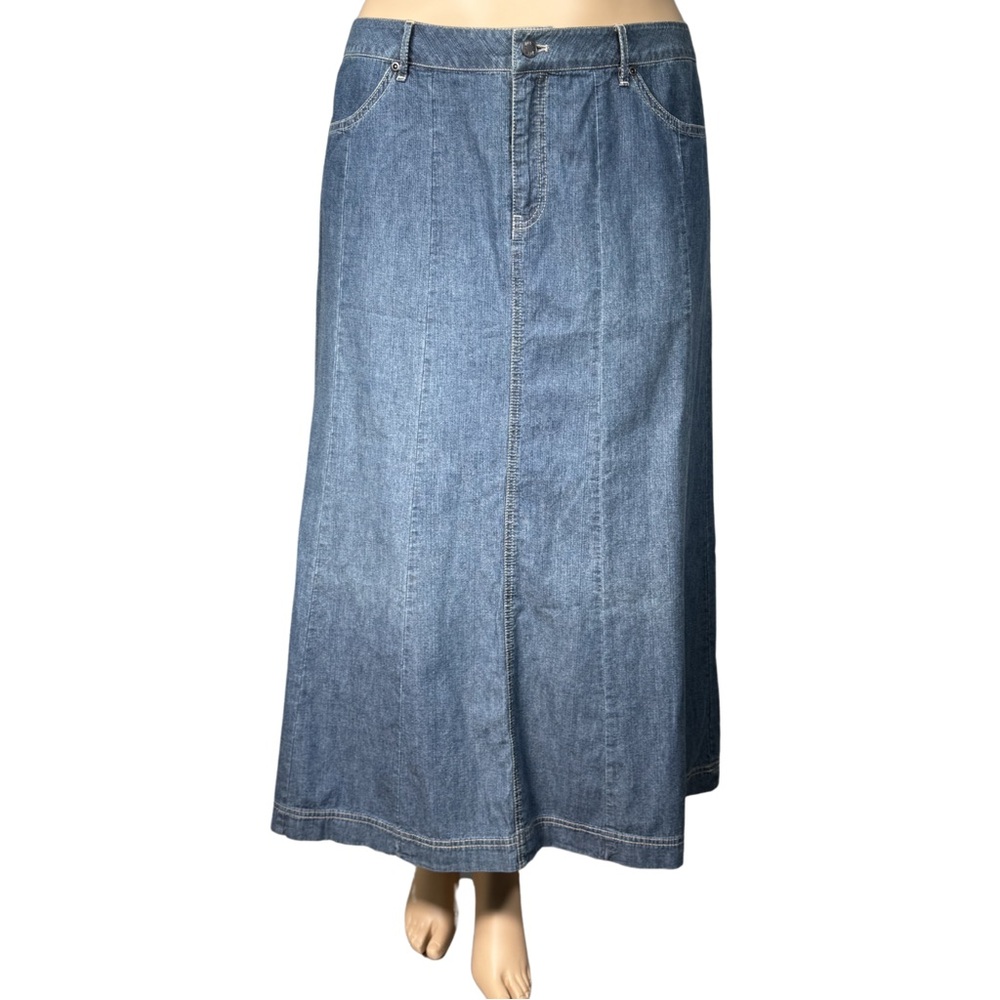 Classic Blue Denim Maxi Skirt - Women